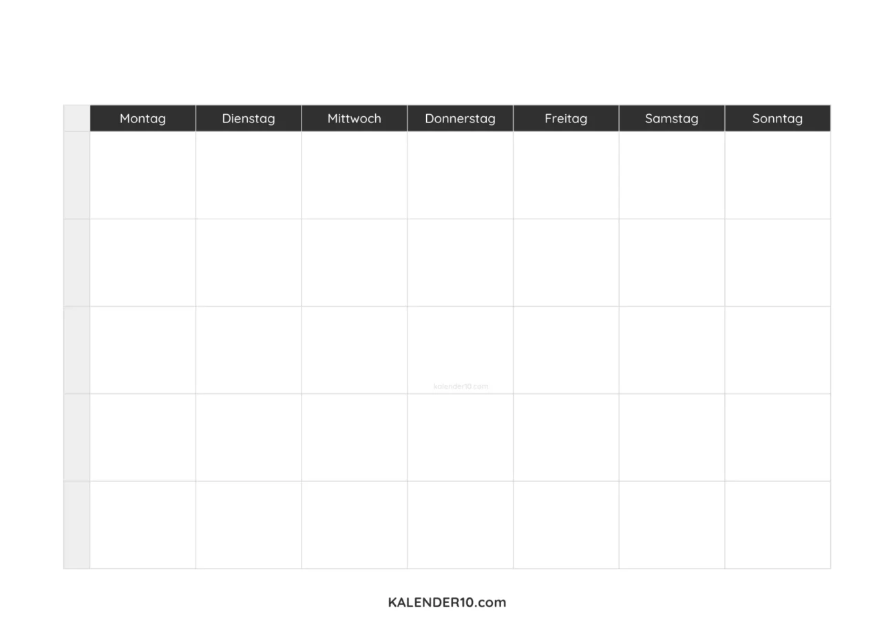 Kalender blanko zum Ausdrucken 5 zeilen horizontal