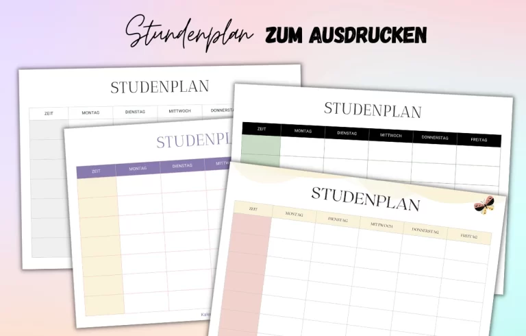 Stundenplan Vorlage ️ zum Ausdrucken