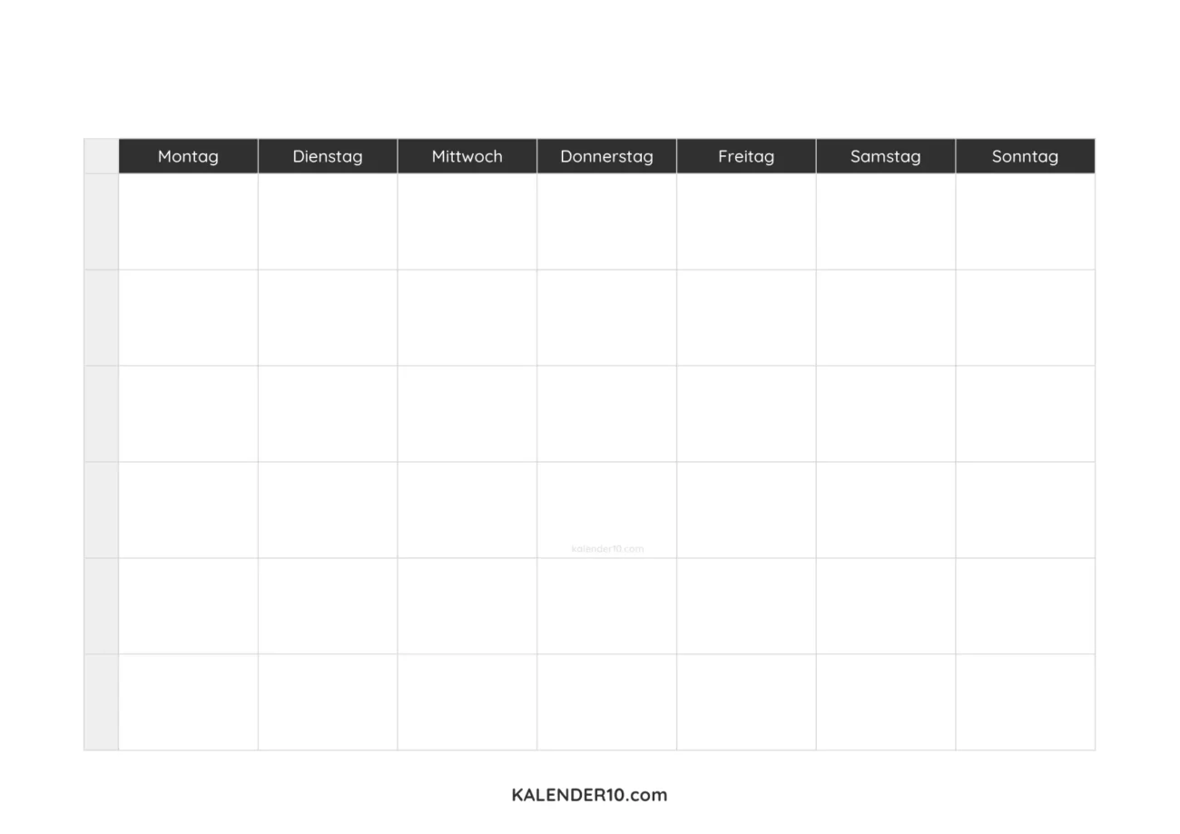 leerer Kalender 6 zeilen horizontal